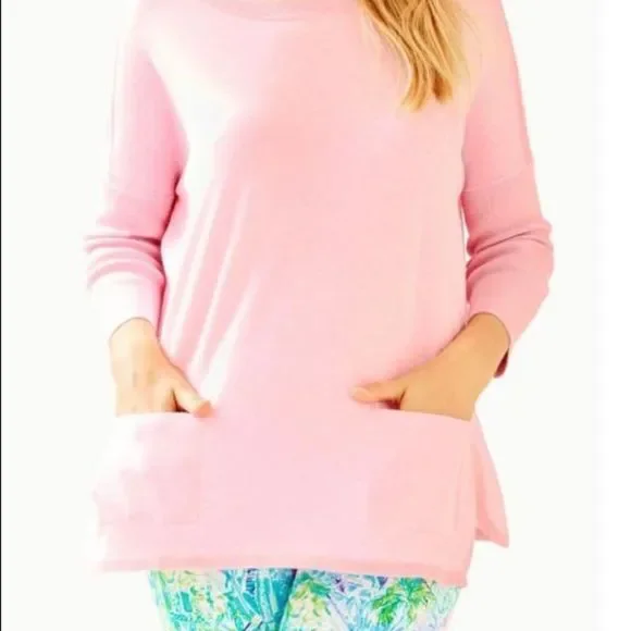 NWT’s Pink Cool knit Lily Pulitzer long sleeve top Cobo Sweater size XS - Picture 2 of 8